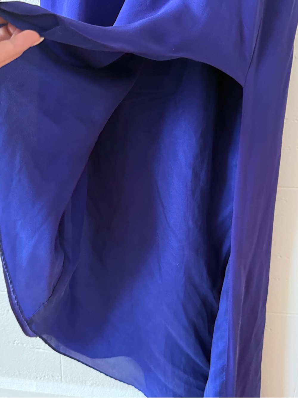 MASON | Silk Summer Slip Dress Blue Asymmetrical Hem | Size 6 - Picture 4 of 12